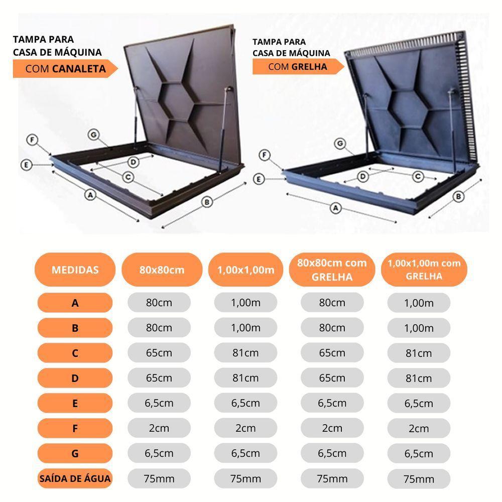 Tampa Para Casa Máquinas Piscina 1,00x1,00m Com Grelha Nossa Kasa Preto - 5