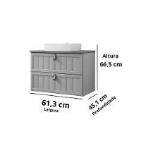 Balcão P/ Banheiro Suspenso Sense C/cuba 1 Gaveta E 1 Porta Basculante 60cm Titanium - Mgm - 2