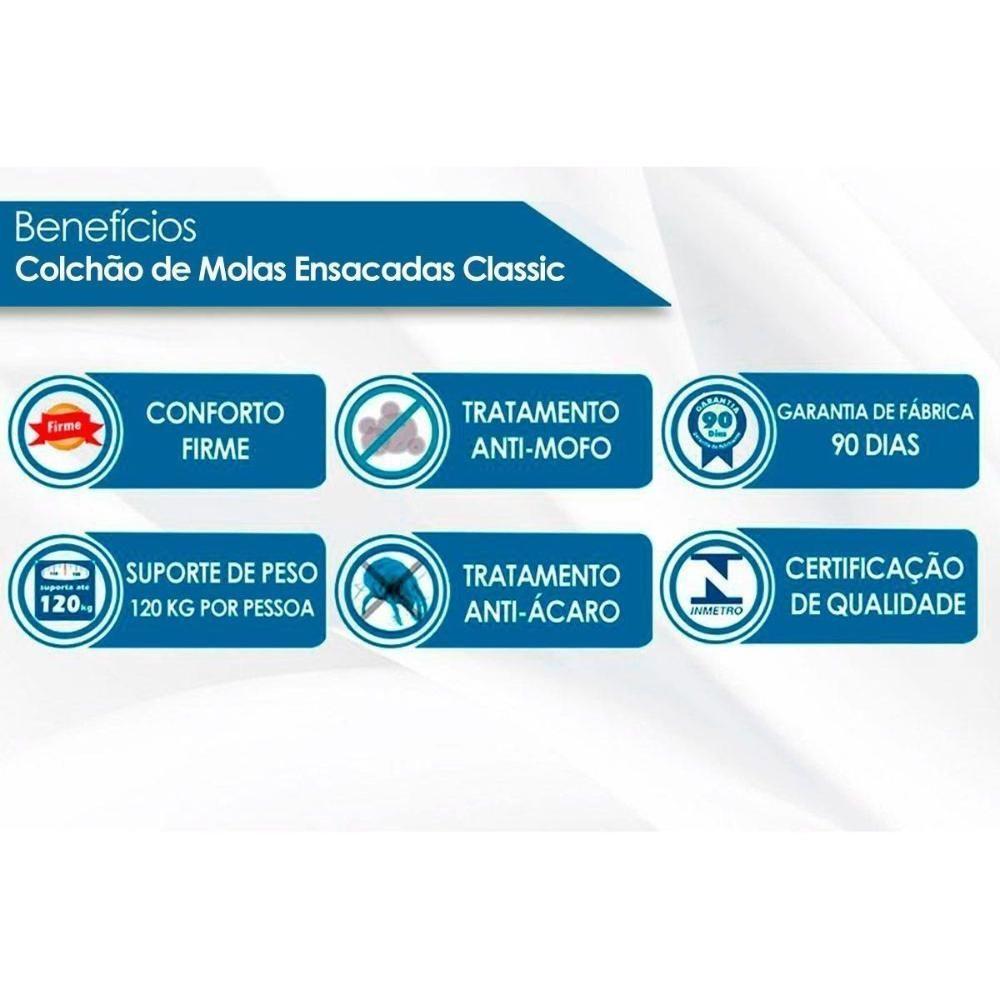 Cama Box Queen: Colchão Molas Masterpocket Ensacadas Classic + Base Crc Courano White (158x198) - 2