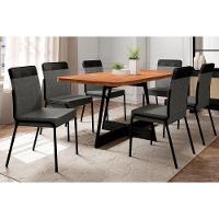 Sala De Jantar Completa átria 1592 Aço C- Tampo Madeirado 160x90cm E 6 Cadeiras Duo Preto-nogal - Preto-grafite - Preto - Carraro - 1