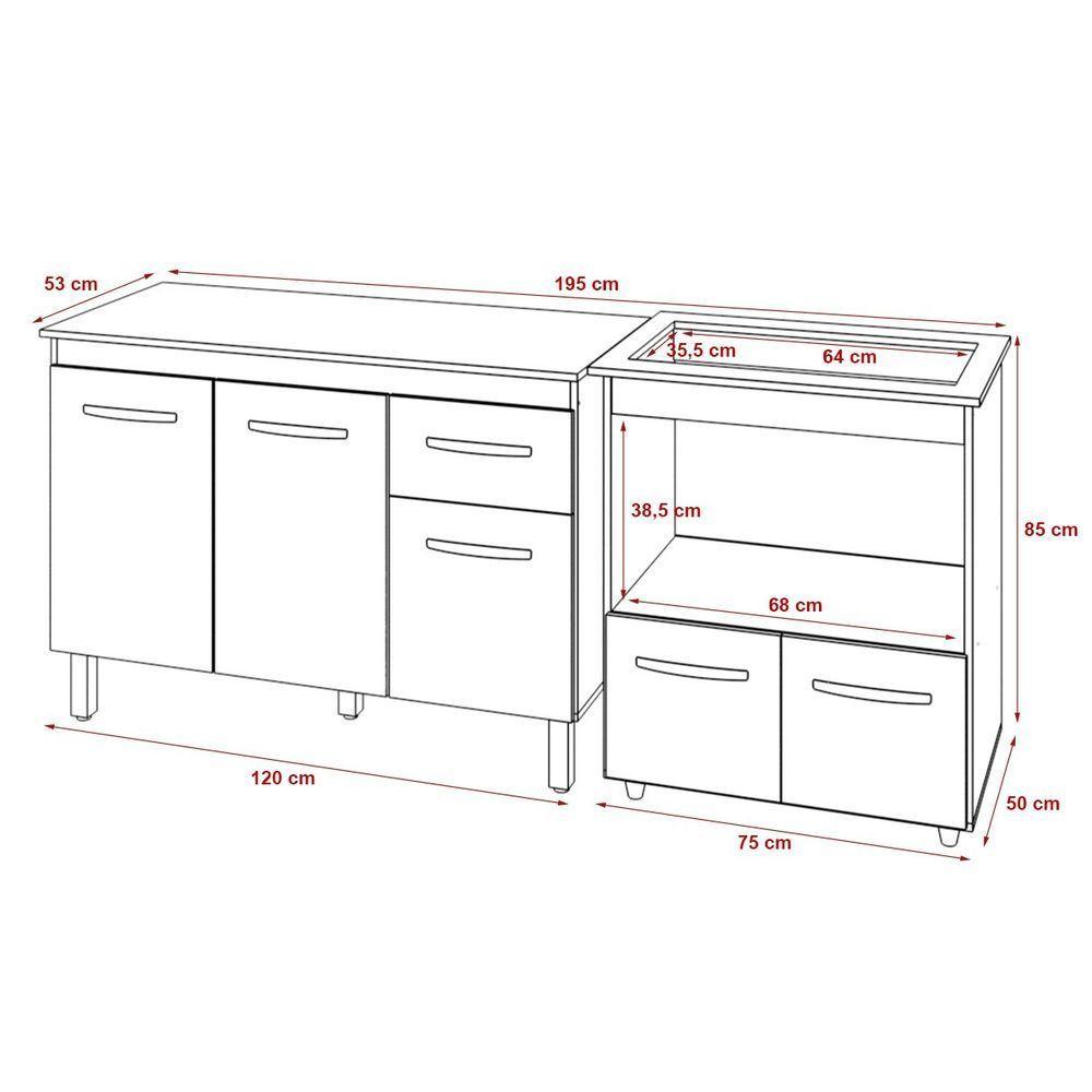 Balcão Armário Gabinete Aline 118 Cm Preto Com Tampo Preto E Balcão Evelyn Para Cooktop 5 Bocas Preto - 6