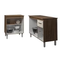 Balcão Para Microondas Ou Forno E Armário Aline 118 Cm Cozinha Gabinete Off White Com Tampo Tampão - 5