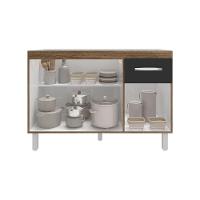 Balcão Armário Gabinete Para Pia De Cozinha 118 Cm Aline 3 Portas E 1 Gaveta Preto - 5