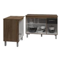 Balcão Para Microondas Ou Forno E Armário Aline 118 Cm Cozinha Gabinete Preto Com Tampo Tampão - 5