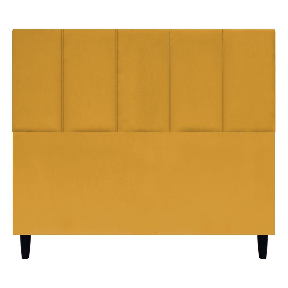 Cabeceira Estofada Para Cama Box Casal 140 Cm Classic Suede Mostarda Suede - 1