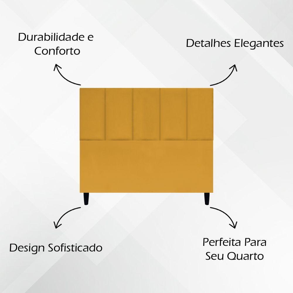 Cabeceira Estofada Para Cama Box Casal 140 Cm Classic Suede Mostarda Suede - 3