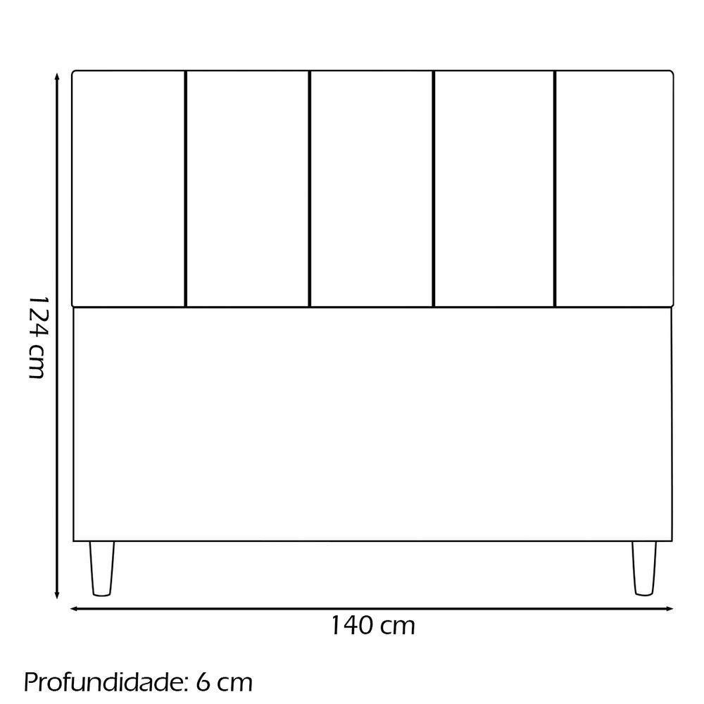 Cabeceira Estofada Para Cama Box Casal 140 Cm Classic Suede Mostarda Suede - 4