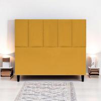 Cabeceira Estofada Para Cama Box Casal 140 Cm Classic Suede Mostarda Suede - 2