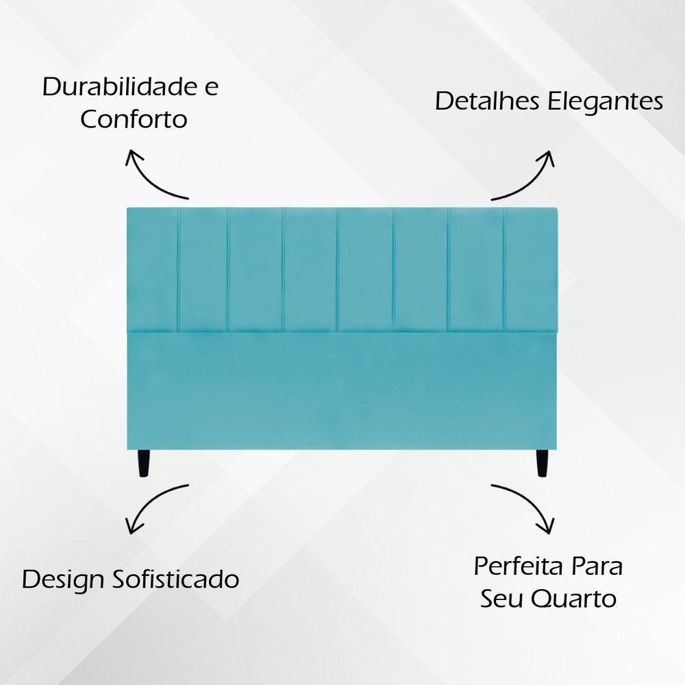 Cabeceira Para Cama Box King Size 195 Cm Classic Suede Azul-turquesa Suede - 3