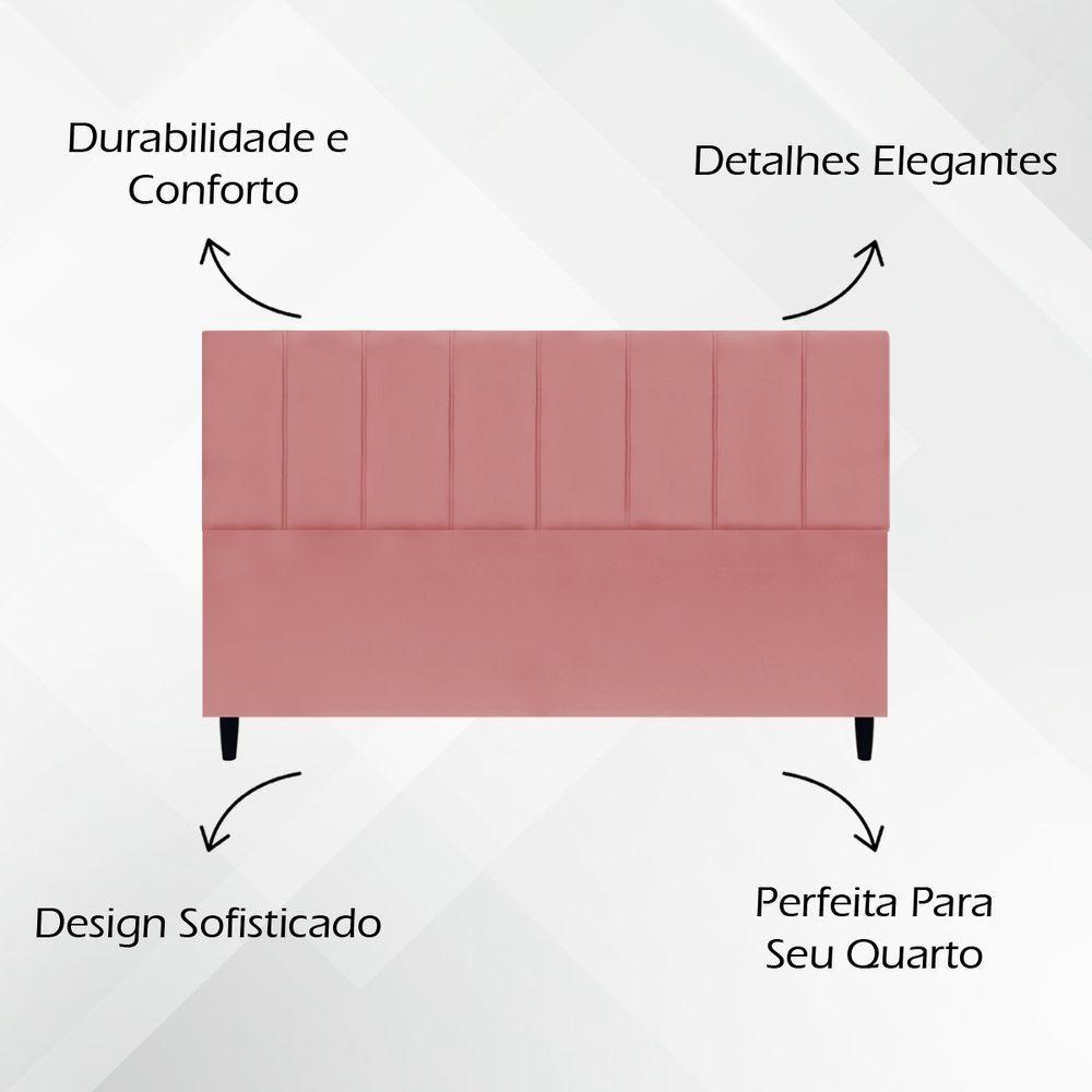 Cabeceira Para Cama Box King Size 195 Cm Classic Suede Rosê Suede - 3