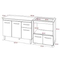 Balcão Armário Gabinete Aline 118 Cm Preto Com Tampo E Balcão Evelyn Para Cooktop 5 Bocas Preto - 6