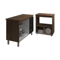 Balcão Armário Gabinete Bruna 118 Cm Preto Com Tampo E Balcão Amanda Para Forno E Microondas Preto - 5