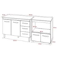 Balcão Armário Gabinete Bruna 118 Cm Preto Com Tampo E Balcão Amanda Para Forno E Microondas Preto - 6