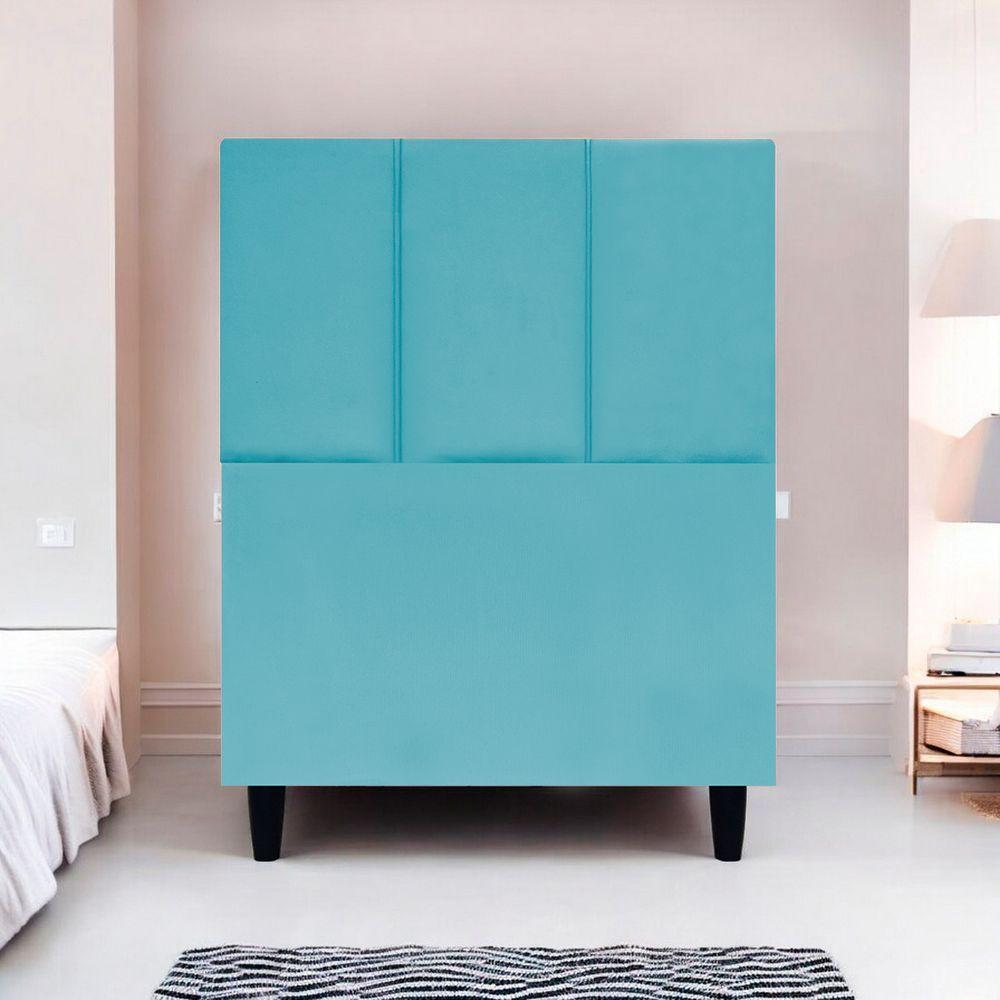 Cabeceira Estofada Para Cama Box Solteiro 90 Cm Classic Suede Azul-turquesa Suede - 2