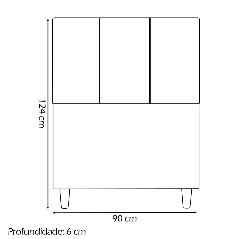 Cabeceira Estofada Para Cama Box Solteiro 90 Cm Classic Suede Azul-turquesa Suede - 4