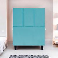 Cabeceira Estofada Para Cama Box Solteiro 90 Cm Classic Suede Azul-turquesa Suede - 2