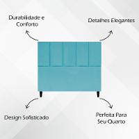 Cabeceira Estofada Para Cama Box Casal 140 Cm Classic Suede Azul-turquesa Suede - 3
