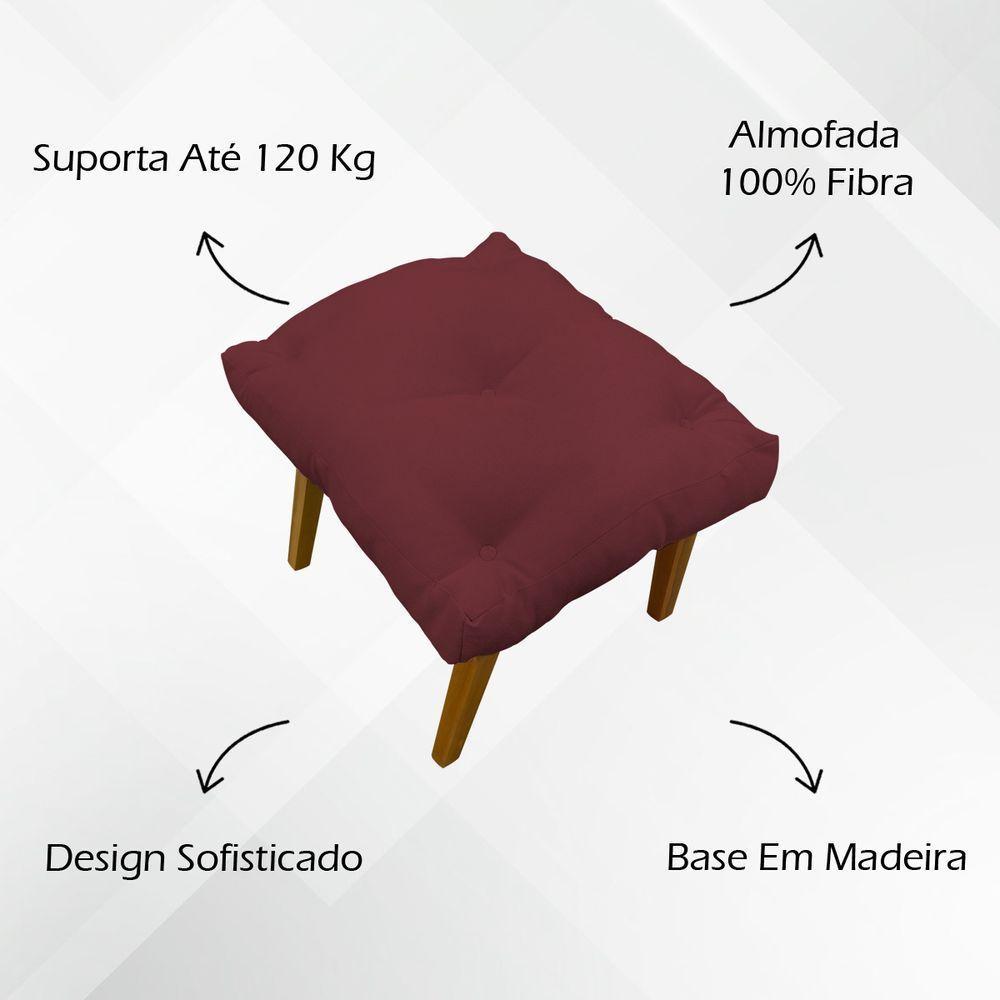 Kit 2 Puffs Decorativos Marty Retangular Linho Bordô - 9