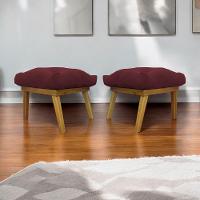 Kit 2 Puffs Decorativos Marty Retangular Linho Bordô - 1