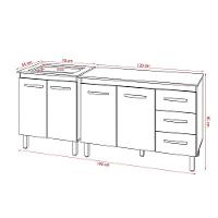 Balcão Para Cooktop 4 Bocas Fran E Armário Bruna 118 Cm Cozinha Gabinete Off White Com Tampo Tampão - 3