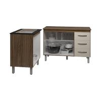 Balcão Para Cooktop 4 Bocas Fran E Armário Bruna 118 Cm Cozinha Gabinete Off White Com Tampo Tampão - 6