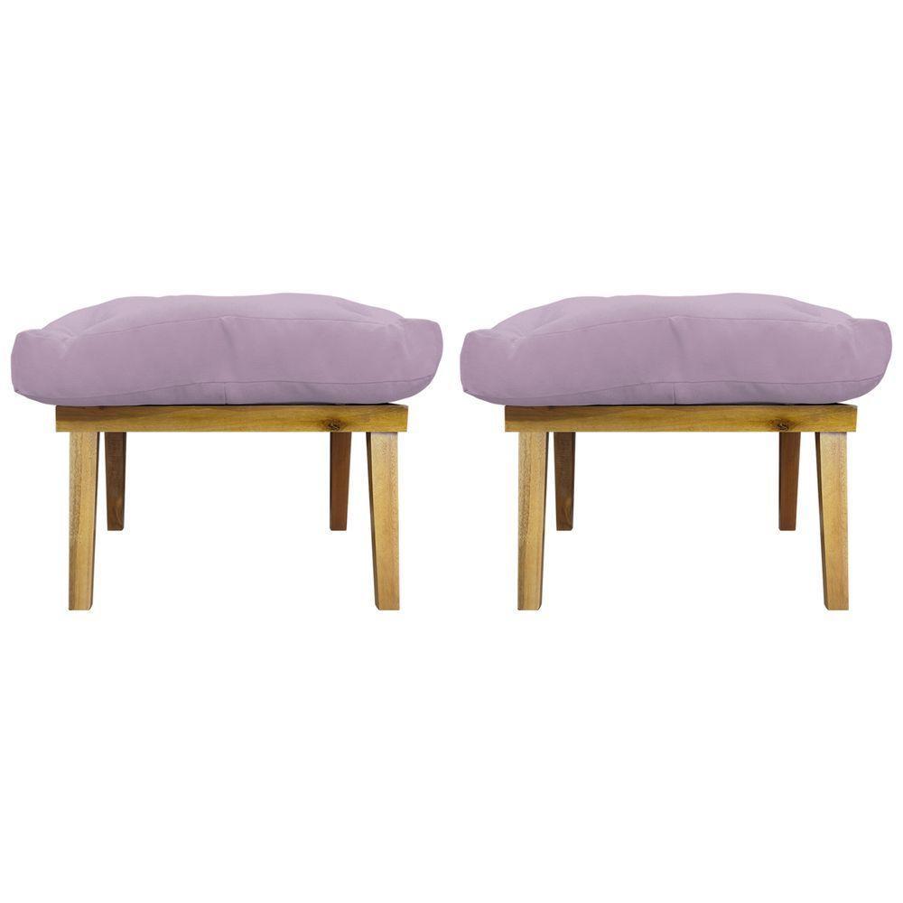 Kit 2 Puffs Decorativos Marty Retangular Linho Rosê - 2