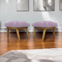 Kit 2 Puffs Decorativos Marty Retangular Linho Rosê - 1