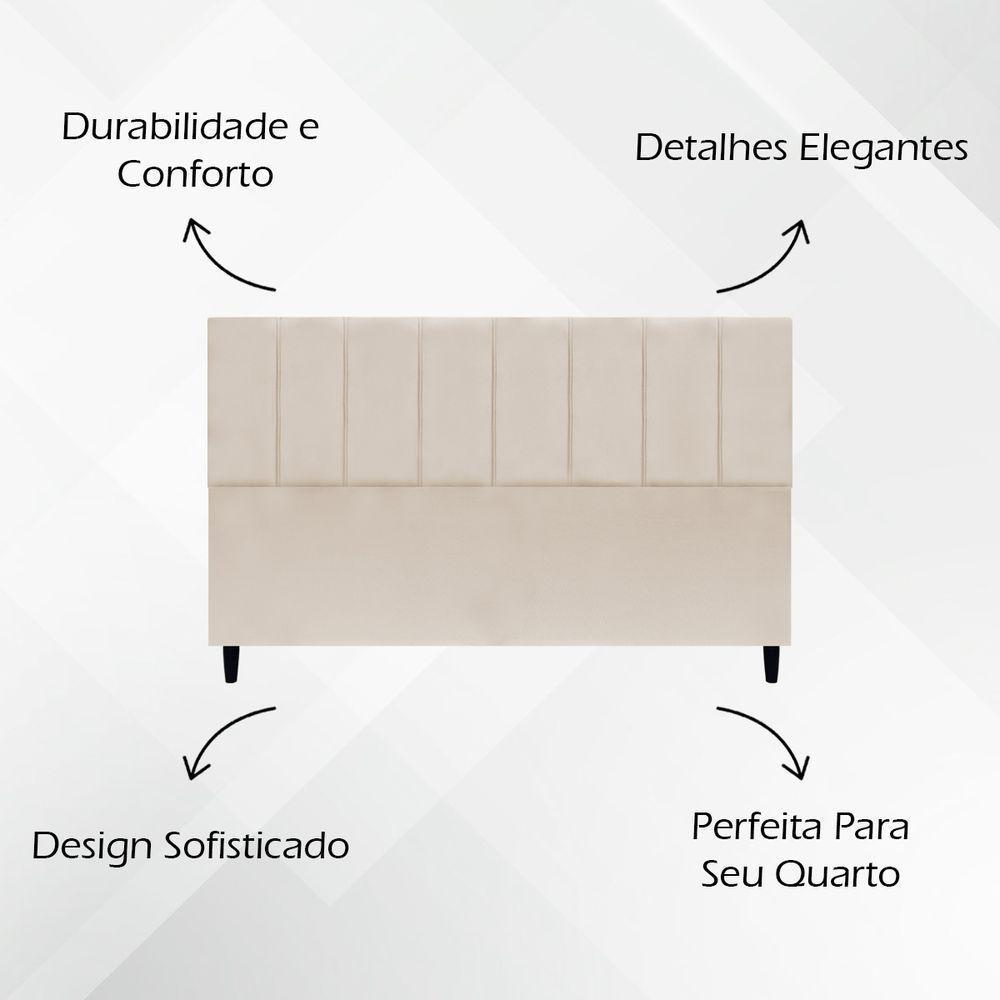 Cabeceira Para Cama Box King Size 195 Cm Classic Suede Bege Suede - 5