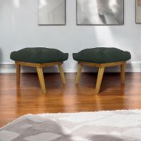 Kit 2 Puff Decorativo Retangular Para Sala Quarto Penteadeira Marty Linho Verde - 1