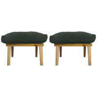 Kit 2 Puff Decorativo Retangular Para Sala Quarto Penteadeira Marty Linho Verde - 2