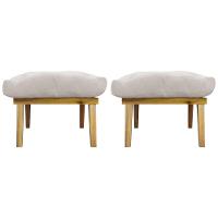 Kit 2 Puffs Decorativos Marty Retangular Linho Off White - 2