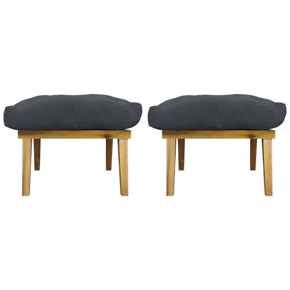 Kit 2 Puffs Decorativos Marty Retangular Linho Cinza - 2