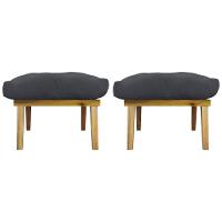 Kit 2 Puffs Decorativos Marty Retangular Linho Cinza - 2