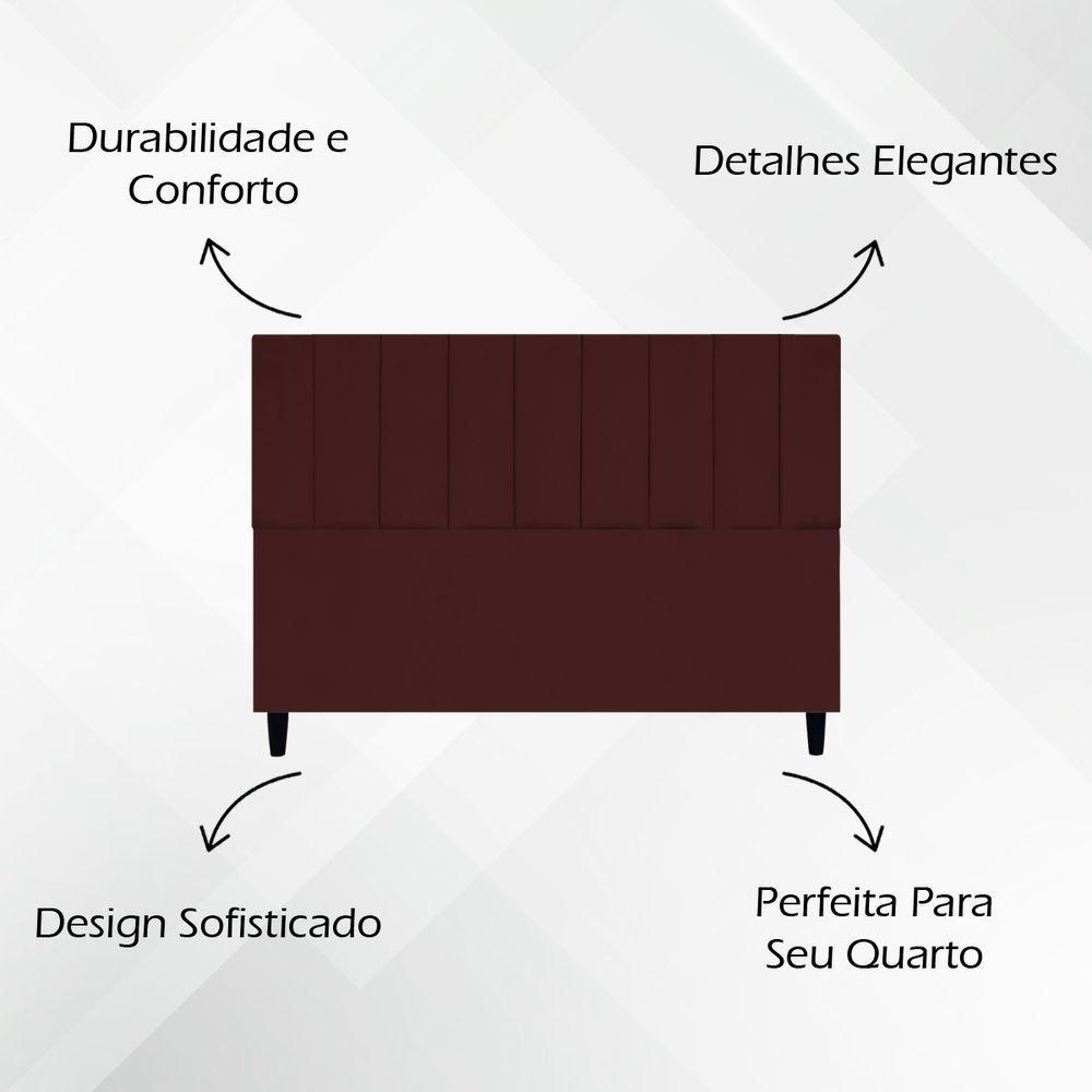 Cabeceira Para Cama King 195 Cm Elen Suede Bordô Suede - 3