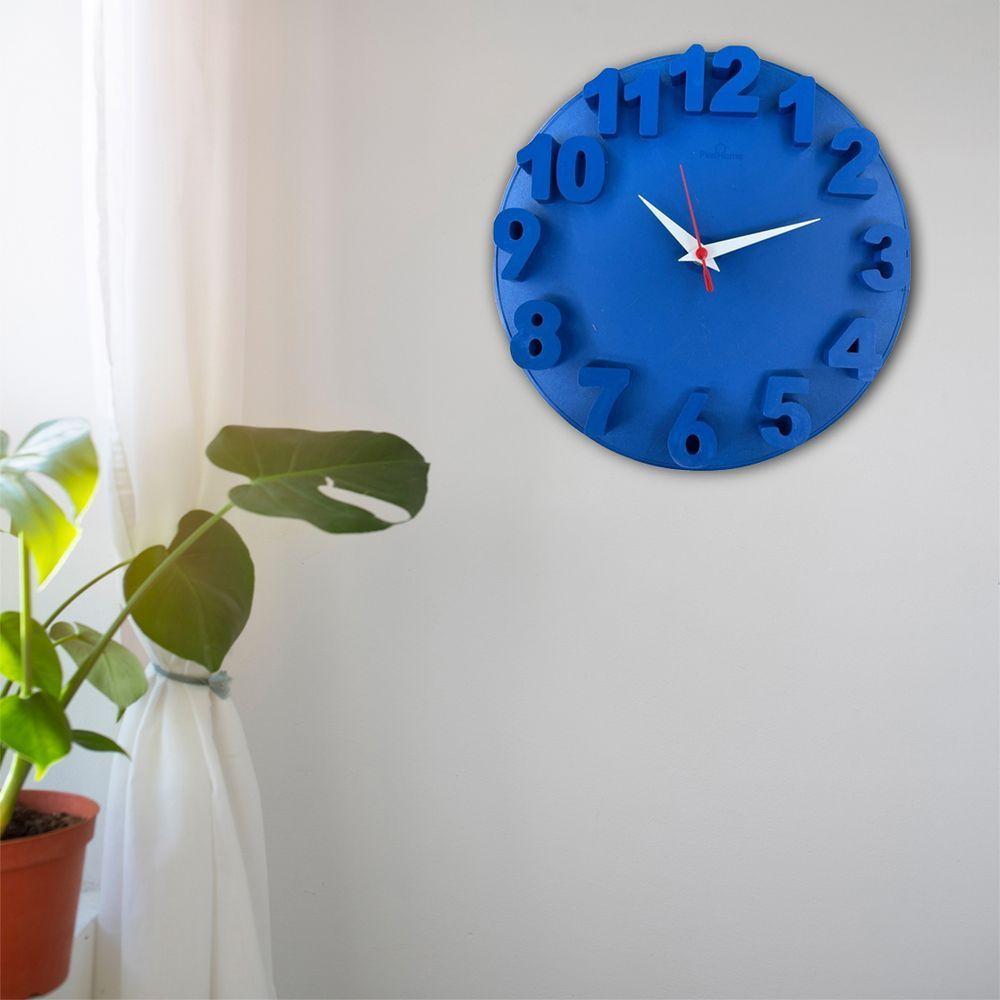 Relógio De Parede Redondo Alto Relevo 3d 30cm Delta Phr001 Azul - 2