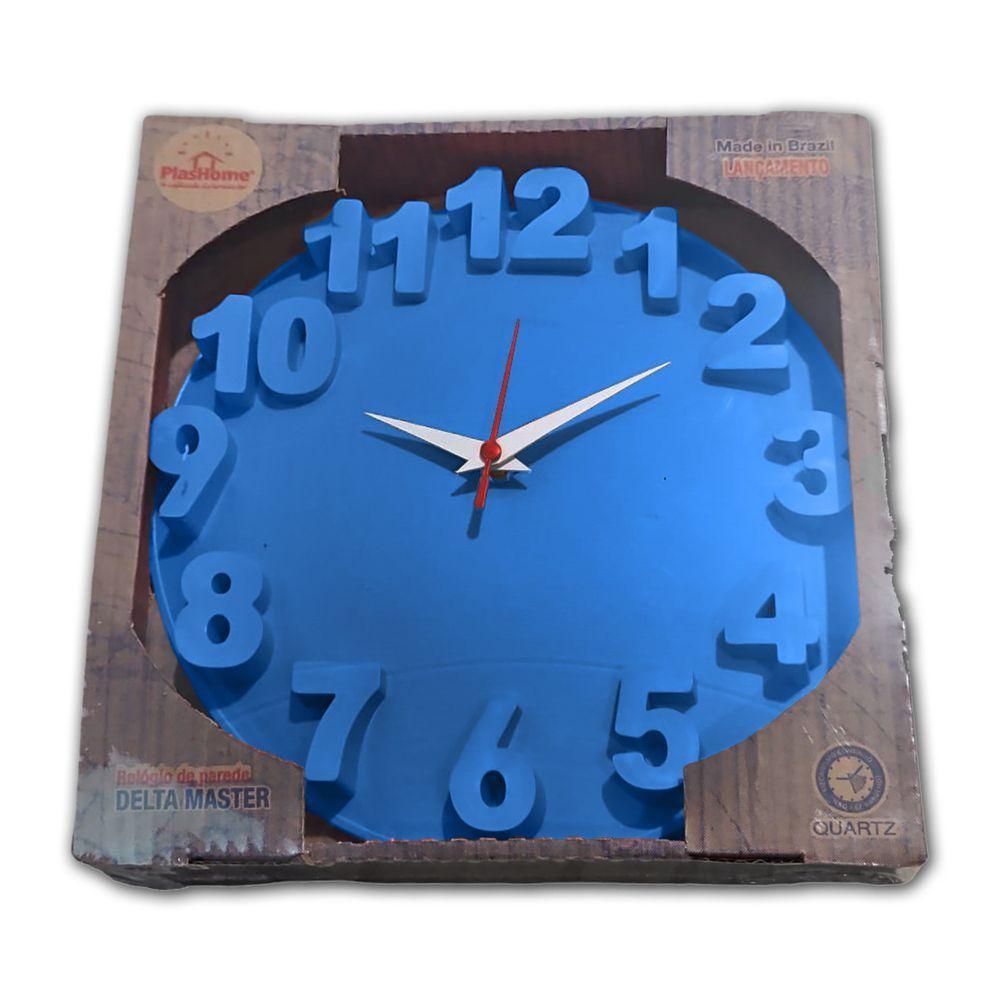 Relógio De Parede Redondo Alto Relevo 3d 30cm Delta Phr001 Azul - 4