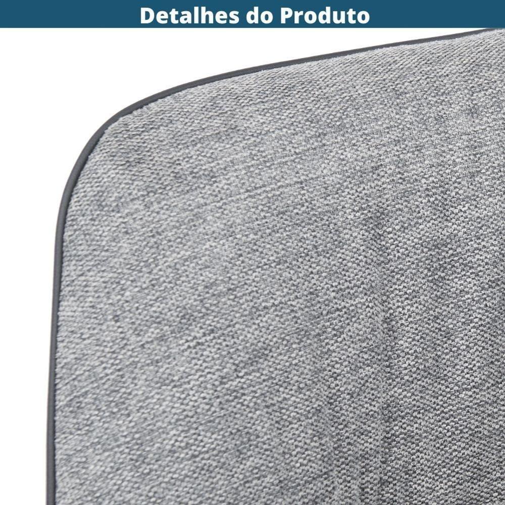 Poltrona Giratória Louvre Fratini Composê Em Poliuretano Gelo E Tecido Cinza Base Aço Preto - 8