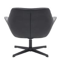 Poltrona Giratória Louvre Fratini Composê Em Poliuretano Gelo E Tecido Cinza Base Aço Preto - 7