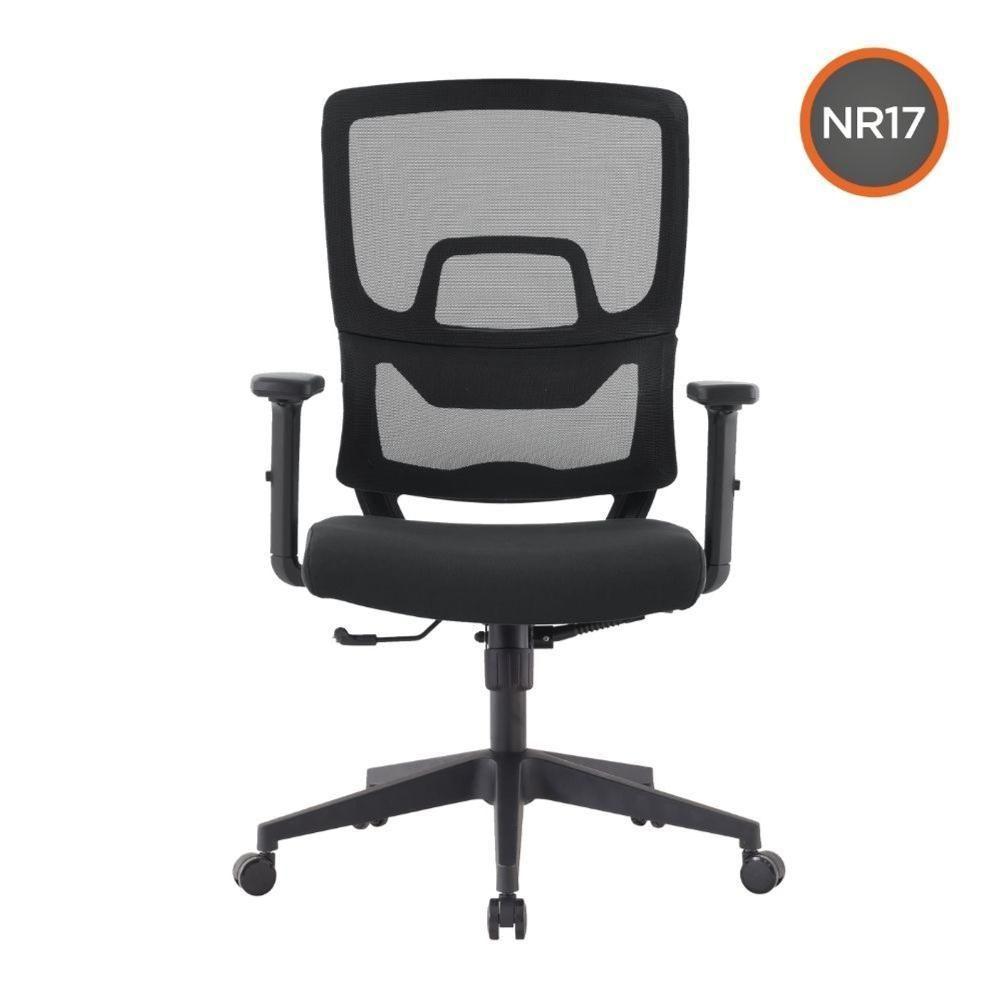 Cadeira Escritório Nr-17 Chelsea Diretor Com Braços Fratini Encosto Tela Mesh Preta Base Rodízio - 2