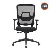 Cadeira Escritório Nr-17 Chelsea Diretor Com Braços Fratini Encosto Tela Mesh Preta Base Rodízio - 2