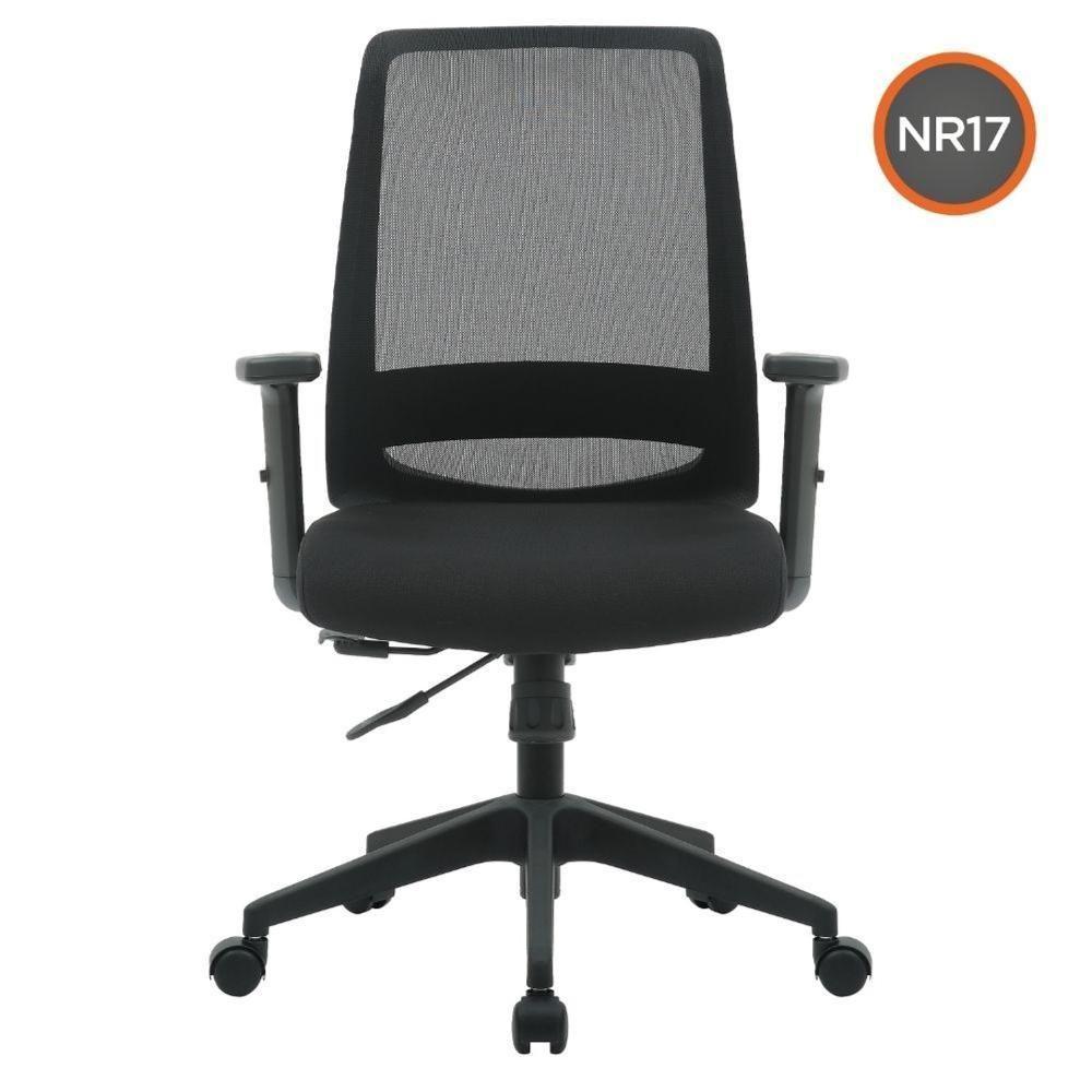 Cadeira Escritório Nr-17 Columbus Diretor C- Braços Fratini Encosto Tela Mesh Preta Base Rodízio - 2