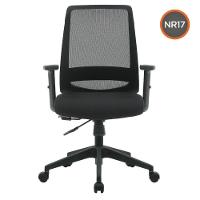 Cadeira Escritório Nr-17 Columbus Diretor C- Braços Fratini Encosto Tela Mesh Preta Base Rodízio - 2