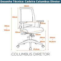 Cadeira Escritório Nr-17 Columbus Diretor C- Braços Fratini Encosto Tela Mesh Preta Base Rodízio - 7