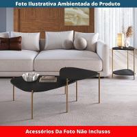 Mesa De Centro Orgânica Artesano 59 Cm (largura) Em Mdp Nero (preto) E Pés Em Aço Dourado