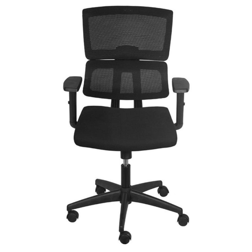 Cadeira Escritório Giratória Diretor Atlanta Assento Tecido Tela Mesh Preta Base Nylon Rodízio Preto - 2