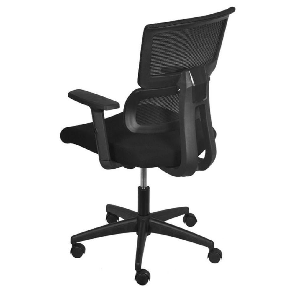 Cadeira Escritório Giratória Diretor Atlanta Assento Tecido Tela Mesh Preta Base Nylon Rodízio Preto - 3