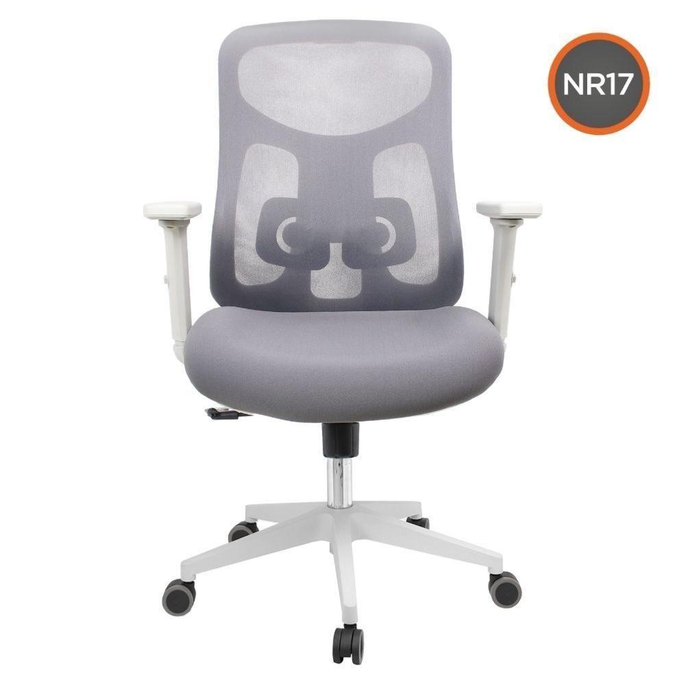 Cadeira Escritório Nr-17 Everest Diretor C- Braços Fratini Encosto Tela Mesh Gelo-cinza Base Rodízio - 2