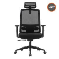 Cadeira Escritório Giratória Nr-17 Wall Street Presidente Fratini Tela Mesh Preto Base Rodízio Nylon - 2