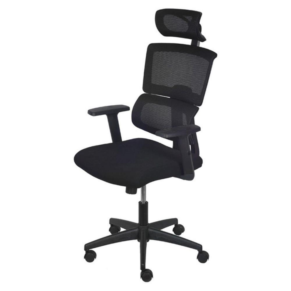 Cadeira Escritório Giratória Presidente Atlanta Assento Tecido Tela Mesh Preta Base Nylon Rodízio Pr - 1