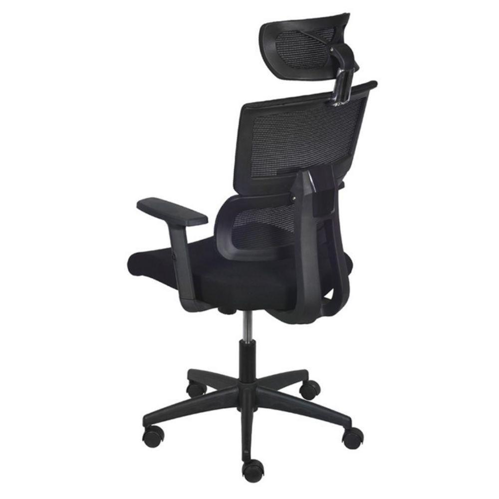 Cadeira Escritório Giratória Presidente Atlanta Assento Tecido Tela Mesh Preta Base Nylon Rodízio Pr - 3